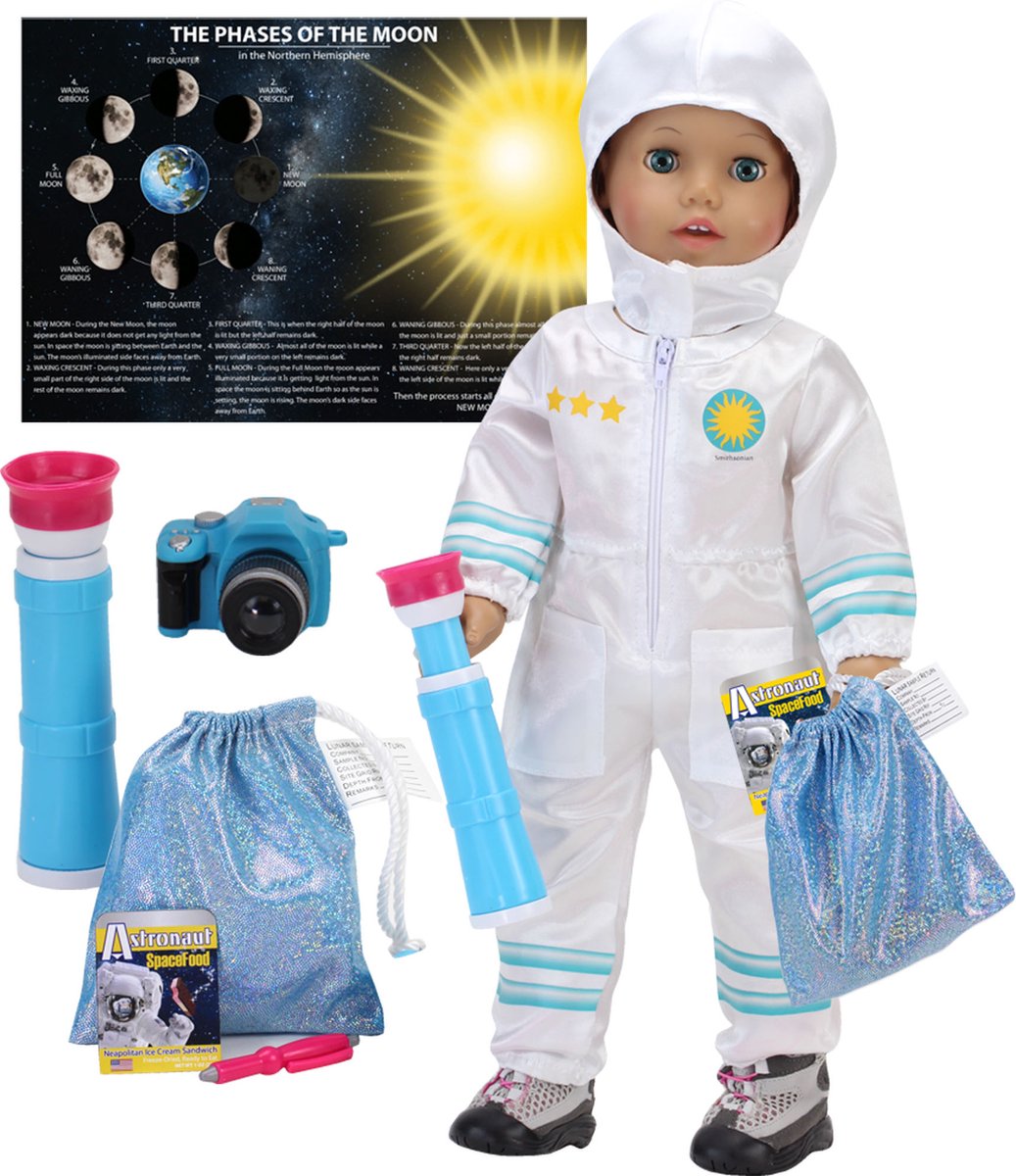 Sophias by Teamson Kids 8-delige Smithsonian Astronaut-accessoires voor 18-inch Pop, veelkleurig